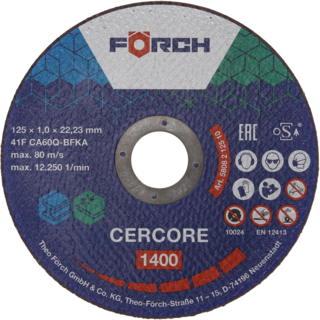 Kappeskive CERCORE 1400 st&#229;l/inox 125 x 1,6mm