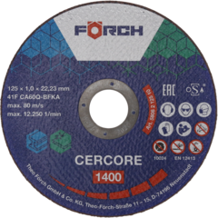 Kappeskive CERCORE 1400 st&#229;l/inox 125 x 1,0mm