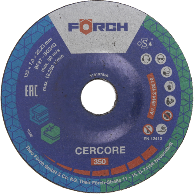 Slipeskive rustfritt CERCORE 350 125mm x 7mm 