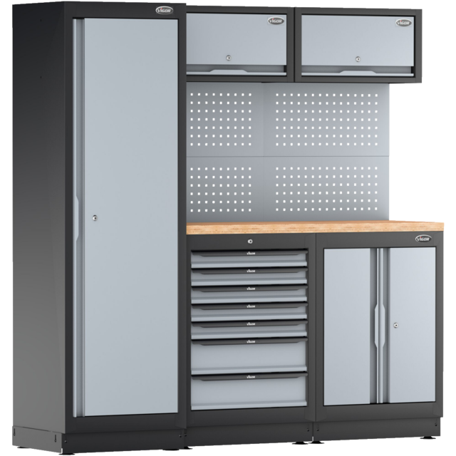 Verkstedinnredning compact m/tre benk 1952 x 526 x 1980mm  / V6000-3 