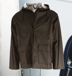 Regnjakke Sort PU/PVC Str. XXL