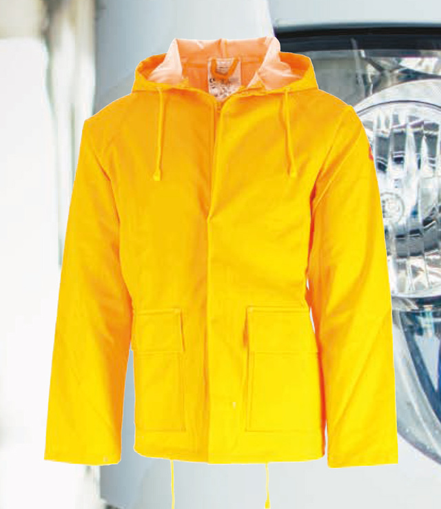 Regnjakke Gul PU/PVC Str. L 