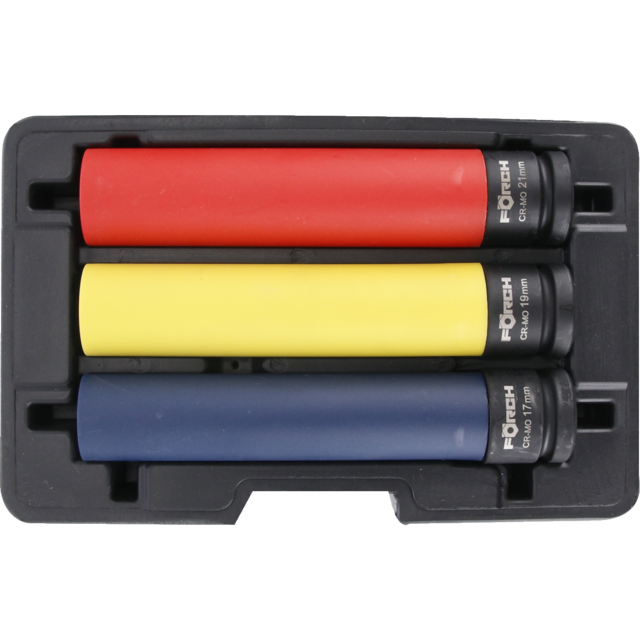 Kraftpipesett 1/2" ekstra lange, 3 stk 17, 19, 21mm 