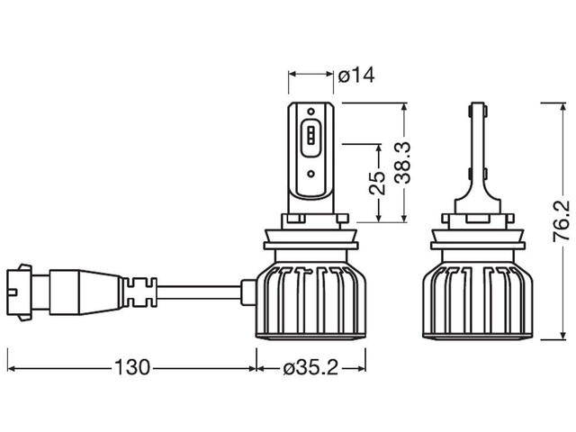 Osram 64211DWBRT H8/H11/H16 LED 12V (2) Cool White 1900 lumen 