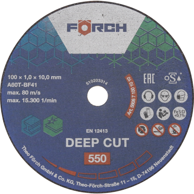 Kappeskive Deep Cut 550 100 x 1,0 x 10 mm 