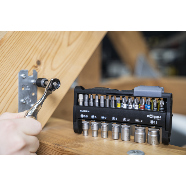 Bitssett 1/4" + 1/4" Skralle Og Piper 38 deler 