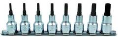Pipesett Torx P&#229; Skinne 1/4&quot; 4-kt TX10 -TX30 M/HULL