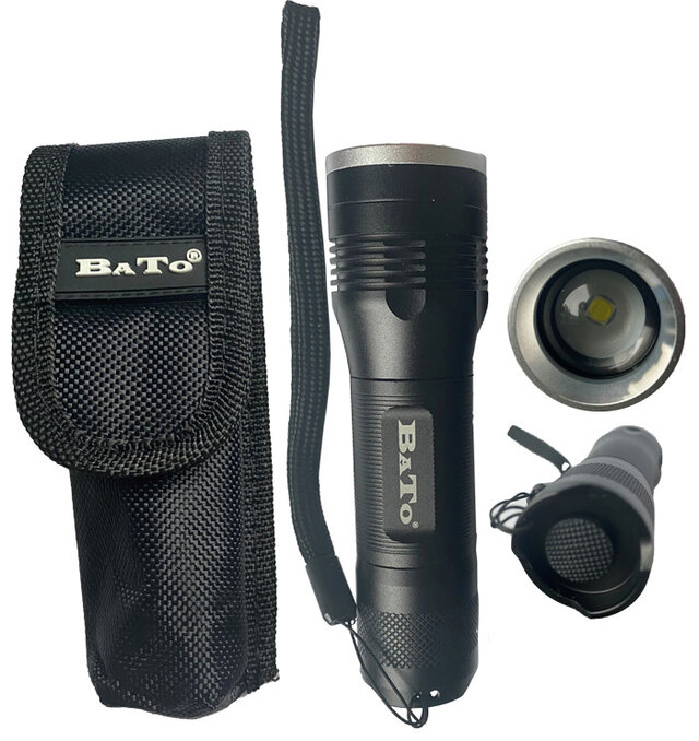 Håndlampe 3W LED m/zoom +etui . 