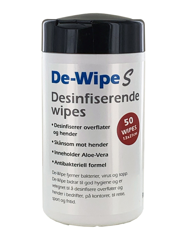 Desinfiserende Wipes 50 stk De-Wipe (12 stk pr kartong) 