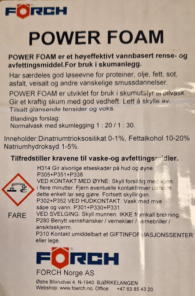 Avfetting Power Foam 205L 205 L Fat 