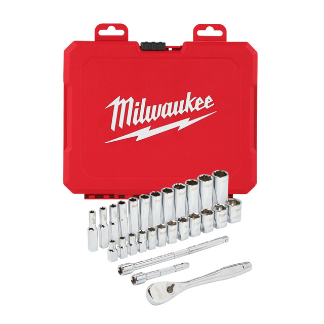 Milwaukee pipesett 1/4" 28 deler 