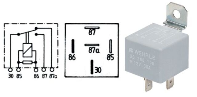 Rele Veksel 12V 30A m/Motstand A 