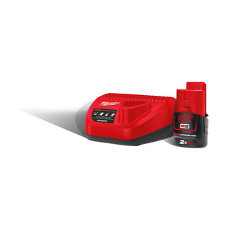 Batteripakke 12V 2Ah 1stk + Lader Milwaukee M12 NRG-201
