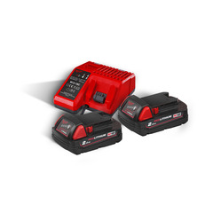 Batteripakke 18V 2Ah 2stk + Lader Milwaukee M18 NRG-202
