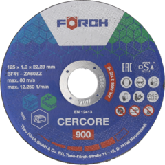 Kappeskive CERCORE 900 st&#229;l/inox 125 x 1,0mm (WCD05 1)