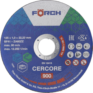 Kappeskive CERCORE 900 st&#229;l/inox 125 x 1,0mm (WCD05 1)