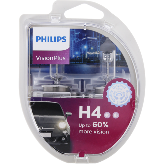 12V Lyspære VISIN PLUS H4 +60 (2) 