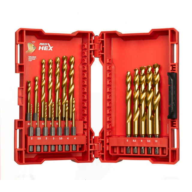 Metallbor HSSG tinn sett 19P Milwaukee SHOCKWAVE™ RED HEX 